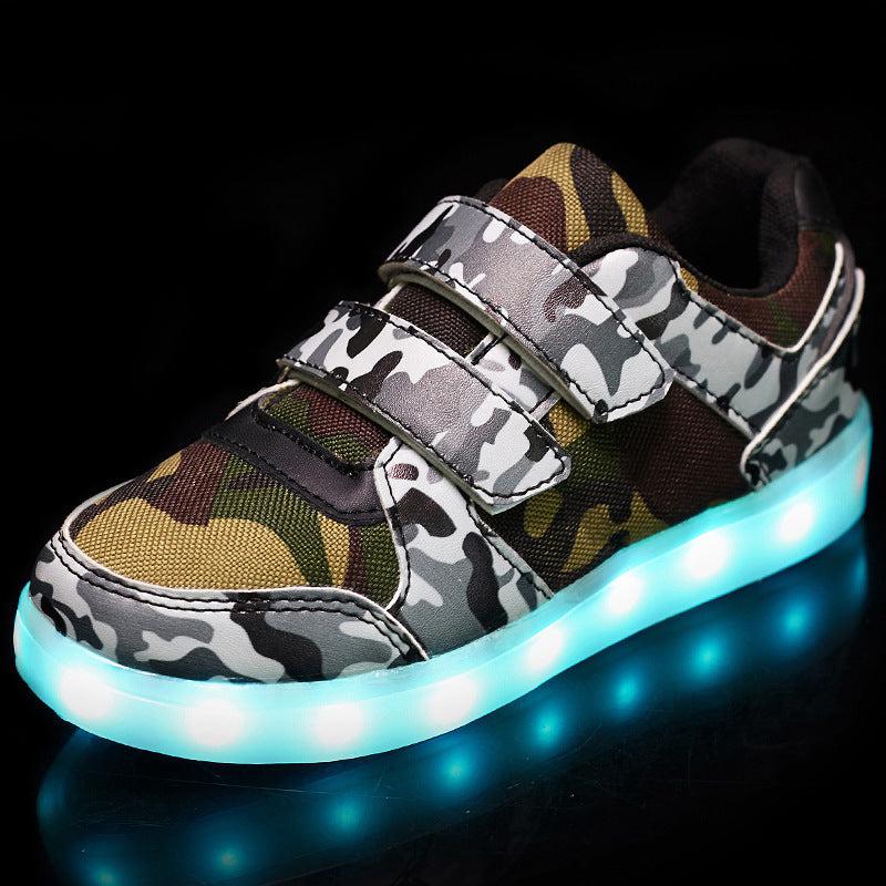 LED light children's camouflage shoes