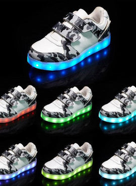 LED light children's camouflage shoes