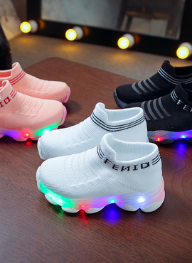 Flying Woven Kids Flat led Light Shoes | LED shoes For Small Kids