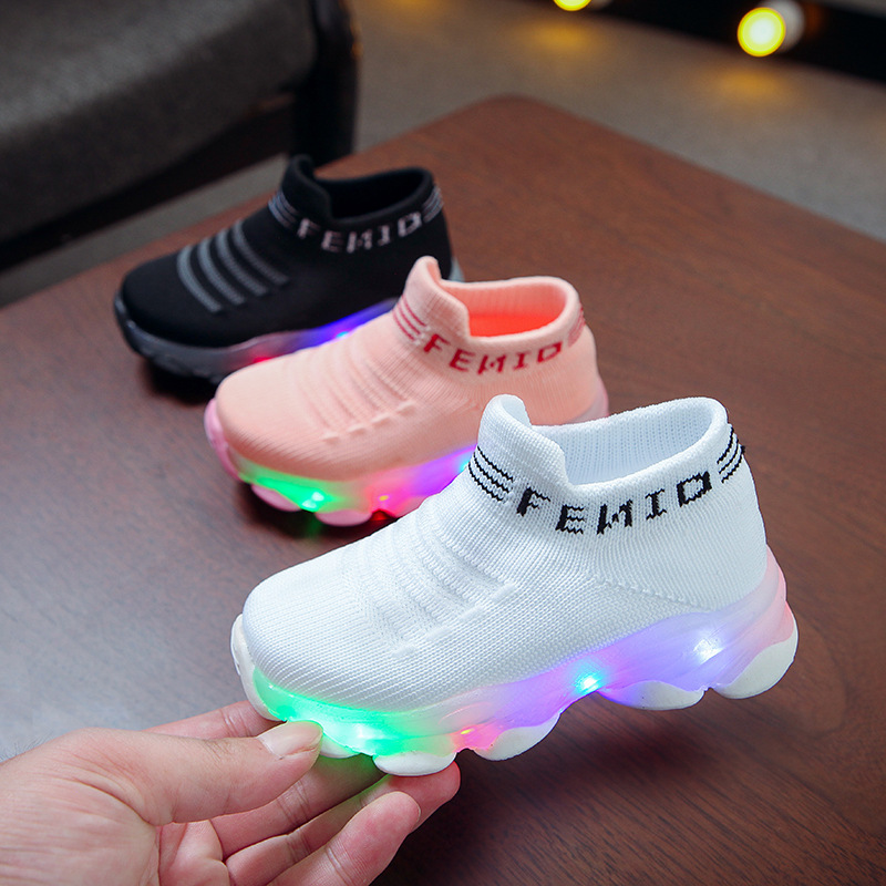 Flying Woven Kids Flat led Light Shoes | LED shoes For Small Kids