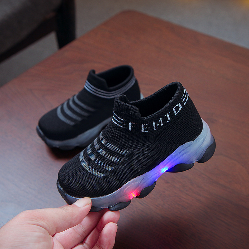 Flying Woven Kids Flat led Light Shoes | LED shoes For Small Kids