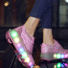 Flying Wings Led Roller Shoes For Kids - Silver, Pink | Kids Led Light Roller Wheel Shoes