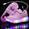 Black Pink Led Roller Shoes Black  |  Kids Led Light Roller Heel Wheel Shoes  | Usb Rechargeable Shoes For Girls & Boys