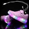 Black Pink Led Roller Shoes Black  |  Kids Led Light Roller Heel Wheel Shoes  | Usb Rechargeable Shoes For Girls & Boys