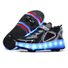 Pink White Black Roller Light Led Luminous Sneakers - Led Light Wheel Healy Roller Skate Shoes For Kids