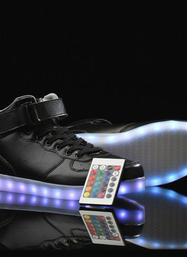 Led Sneakers Black Remote Led Light Colors  | High Top Led Light Shoes  | Led Light Shoes For Men