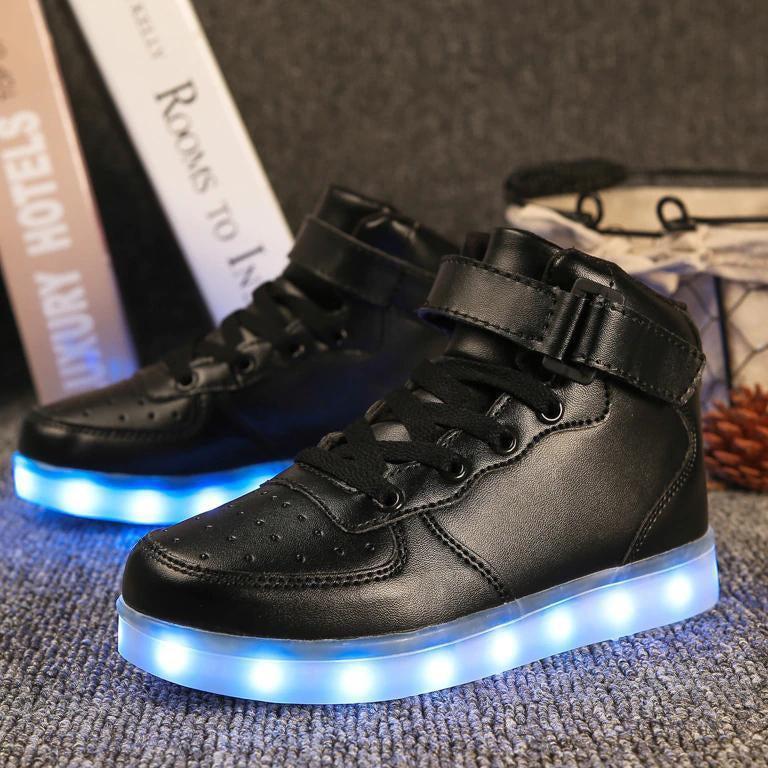 Led Sneakers Black Remote Led Light Colors  | High Top Led Light Shoes  | Led Light Shoes For Men | ledlegs.