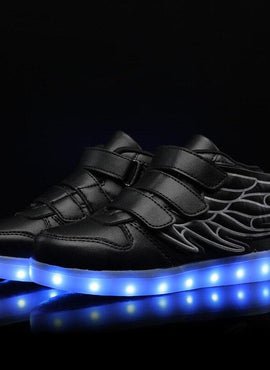 Led Shoes With Flying Straps For Kids - Black  | Kids Led Light Shoes  | Led Light Shoes For Girls & Boys