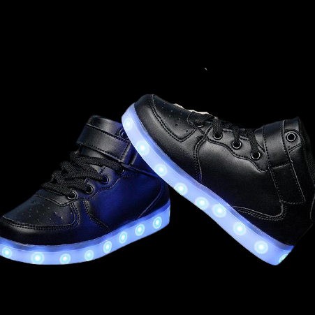 Led Sneakers Black Remote Led Light Colors  | High Top Led Light Shoes  | Led Light Shoes For Men | ledlegs.