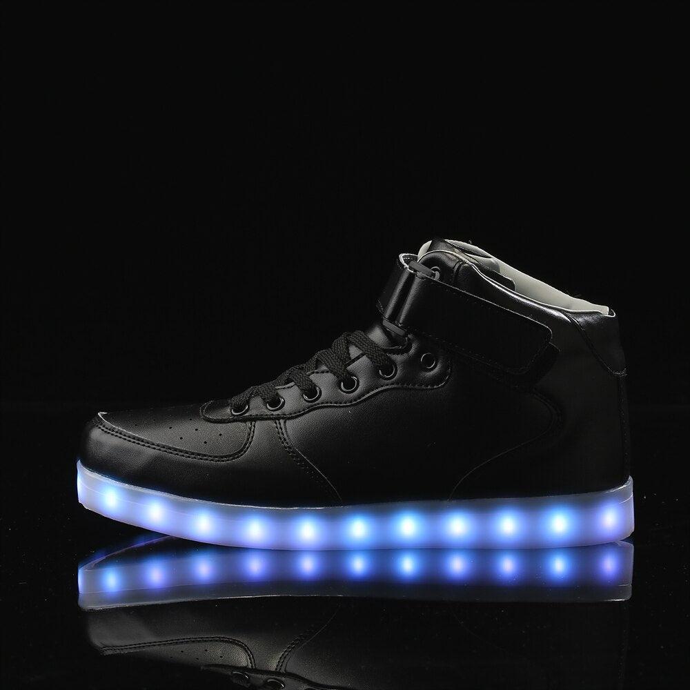 Led Sneakers Black Remote Led Light Colors  | High Top Led Light Shoes  | Led Light Shoes For Men | ledlegs.