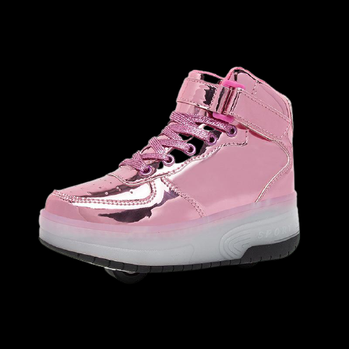 High Top Pink Sytlish Led Roller Shoes | Pink Roller High Top Light Up Shoes For Girls | ledlegs.