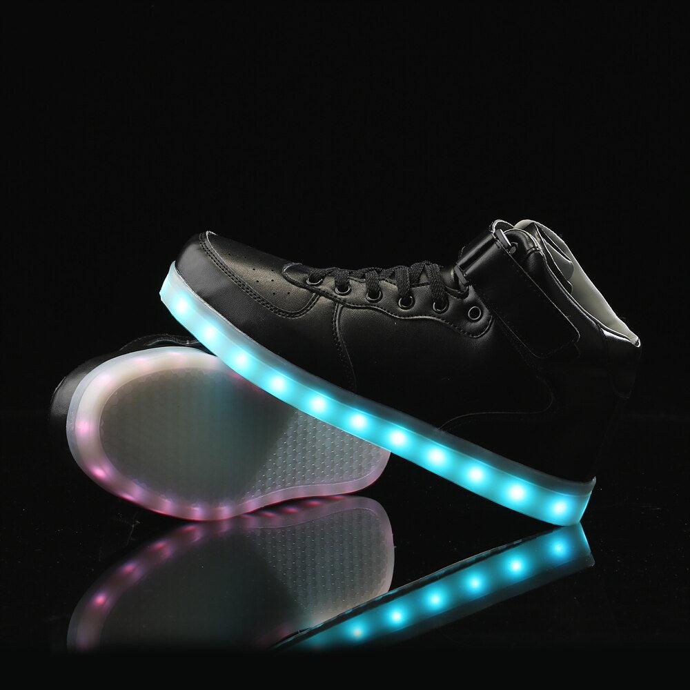 Led Sneakers Black Remote Led Light Colors  | High Top Led Light Shoes  | Led Light Shoes For Men | ledlegs.