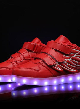 Led Shoes With Flying Straps For Kids - Red  | Kids Led Light Shoes  | Led Light Shoes For Girls & Boys