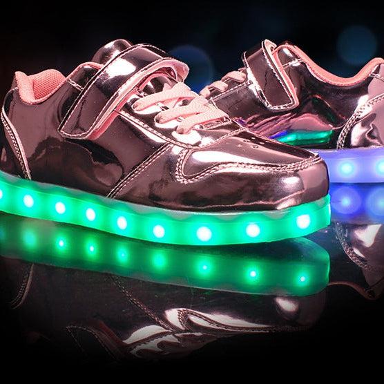 Glowing Night Led Shoes For Kids - Bright Pink | Kids Led Light Shoes | ledlegs.