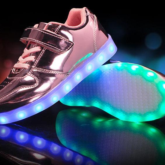 Glowing Night Led Shoes For Kids - Bright Pink | Kids Led Light Shoes | ledlegs.