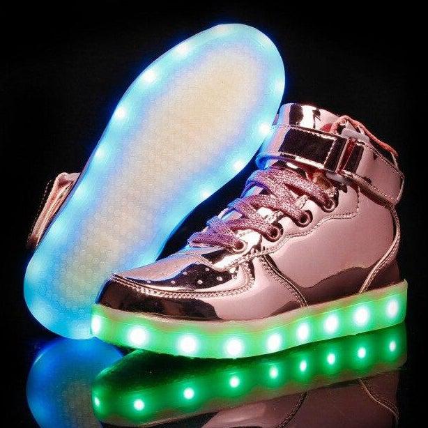 Led Sneakers Shiny Pink 7 Led Light Colors  | Dancing Led Light Shoes  | Kids Led Light Shoes  | Led Light Shoes For Men  | Led Light Shoes For Women | ledlegs.