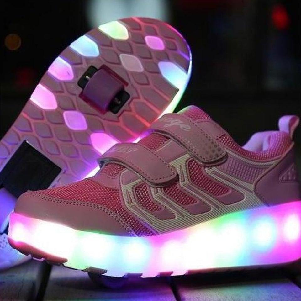 Led Roller Shoes Pink  | Kids Led Light Shoes  | Kids Led Light Roller Heel Wheel Shoes  | Led Light Shoes For Girls & Boys | ledlegs.