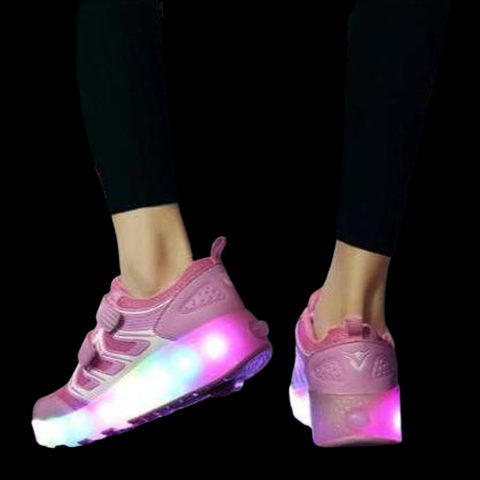 Led Roller Shoes Pink  | Kids Led Light Shoes  | Kids Led Light Roller Heel Wheel Shoes  | Led Light Shoes For Girls & Boys | ledlegs.