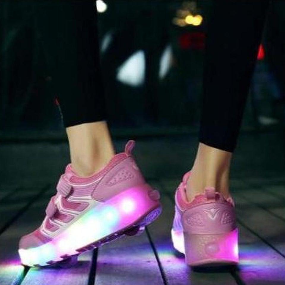 Led Roller Shoes Pink  | Kids Led Light Shoes  | Kids Led Light Roller Heel Wheel Shoes  | Led Light Shoes For Girls & Boys | ledlegs.