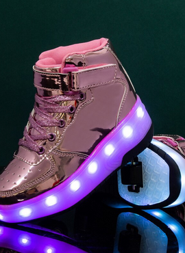 High Top Stylish Led Roller Shoes | Roller High Top Light Up Shoes For Girls