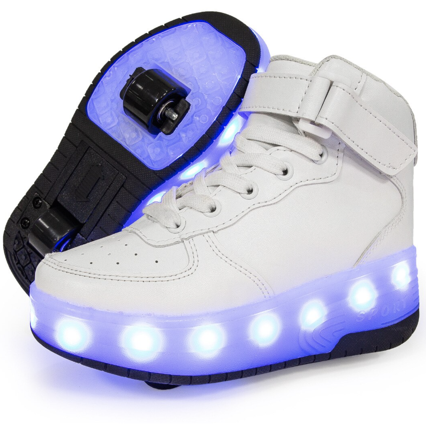 High Top Red Sytlish Led Roller Shoes | Roller High Top Kids Light Up Sneakers With Wheels | ledlegs.