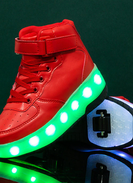 High Top Stylish Led Roller Shoes | Roller High Top Kids Light Up Sneakers With Wheels