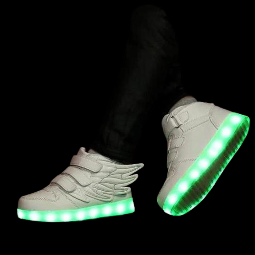 Led Shoes With Flying Straps For Kids - White  | Kids Led Light Shoes  | Led Light Shoes For Girls & Boys | ledlegs.