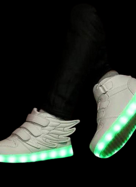 Led Shoes With Flying Straps For Kids - White  | Kids Led Light Shoes  | Led Light Shoes For Girls & Boys