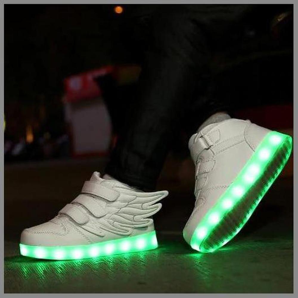 Led Shoes With Flying Straps For Kids - White  | Kids Led Light Shoes  | Led Light Shoes For Girls & Boys | ledlegs.