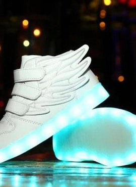 Led Shoes With Flying Straps For Kids - White  | Kids Led Light Shoes  | Led Light Shoes For Girls & Boys