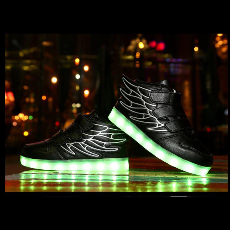 Led Shoes With Flying Straps For Kids - Black  | Kids Led Light Shoes  | Led Light Shoes For Girls & Boys | ledlegs.