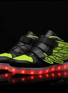 Led Shoes With Flying Straps For Kids - Green  | Kids Led Light Shoes  | Led Light Shoes For Girls & Boys