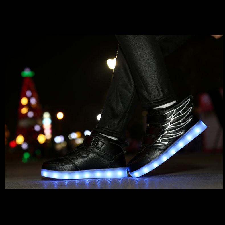 Led Shoes With Flying Straps For Kids - Black  | Kids Led Light Shoes  | Led Light Shoes For Girls & Boys | ledlegs.