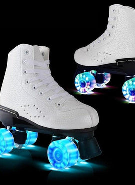 Flash Roller Skates Led Lighting Shoes White  | Led Light Roller Skates