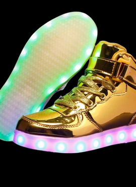 Gold/Black/Silver/Blue Led Shoes High Top With Remote | Light Up Shoes For Men And Women | Led Shoes For Kids And Adults