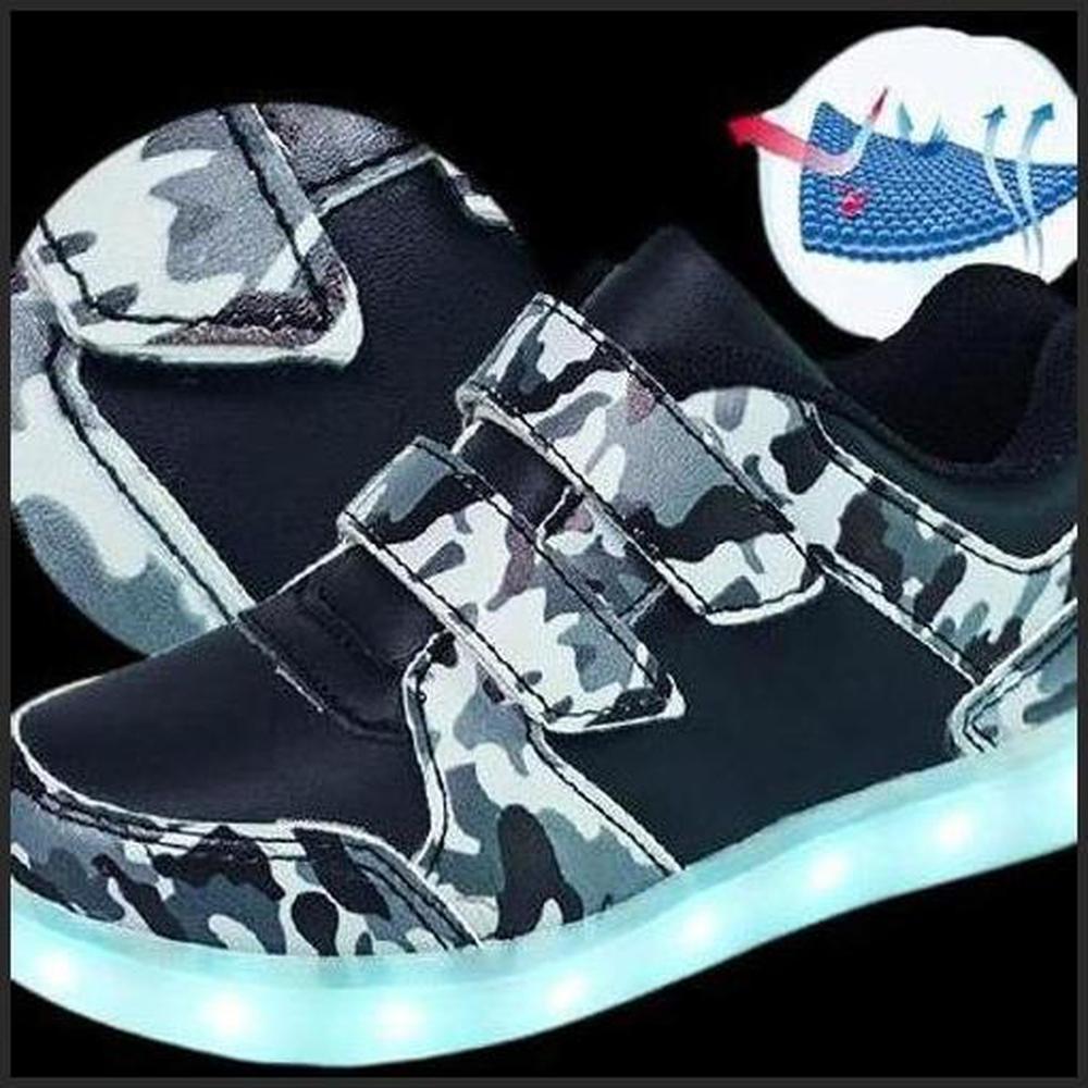 Led Light Children'S Camouflage Shoes - Black  | Kids Led Light Shoes  | Led Light Shoes For Girls & Boys | ledlegs.