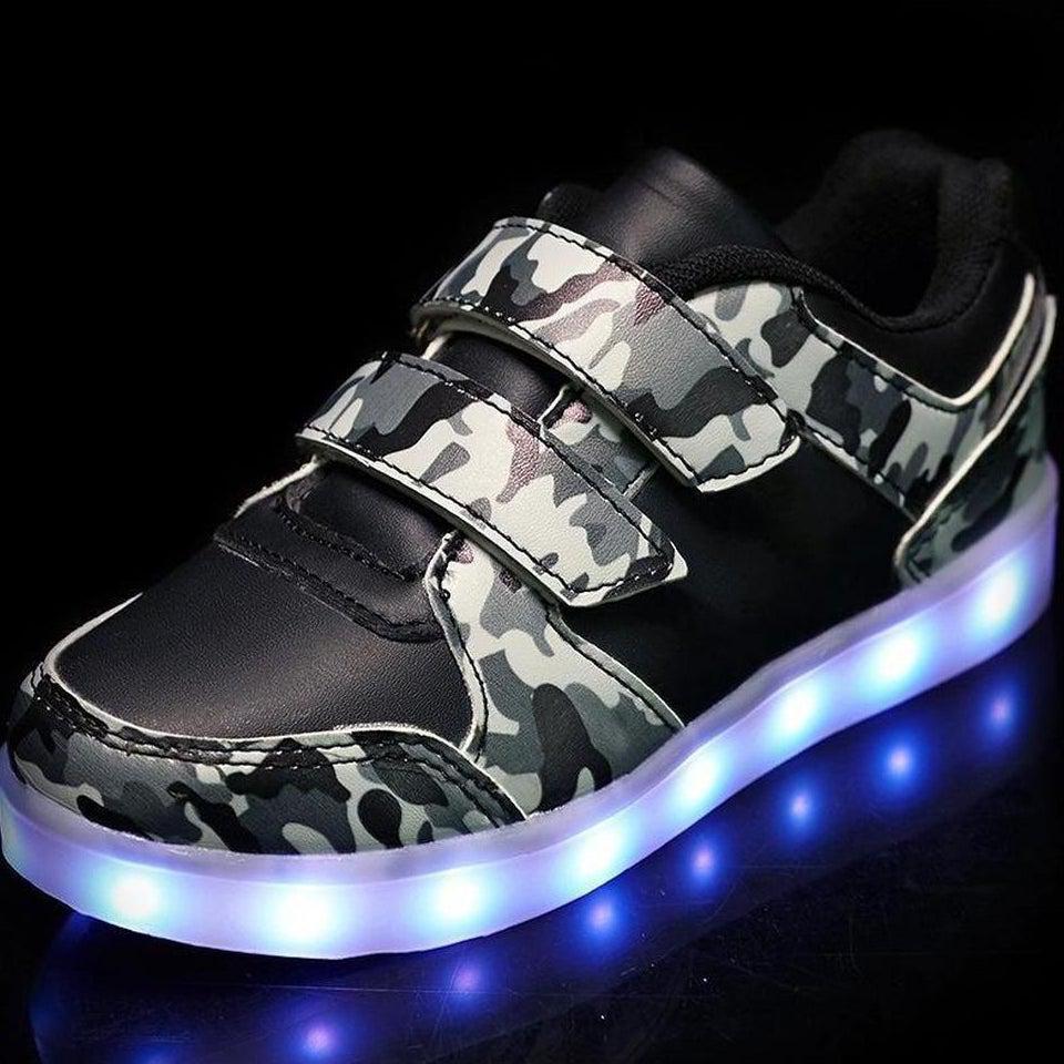 Led Light Children'S Camouflage Shoes - Black  | Kids Led Light Shoes  | Led Light Shoes For Girls & Boys | ledlegs.