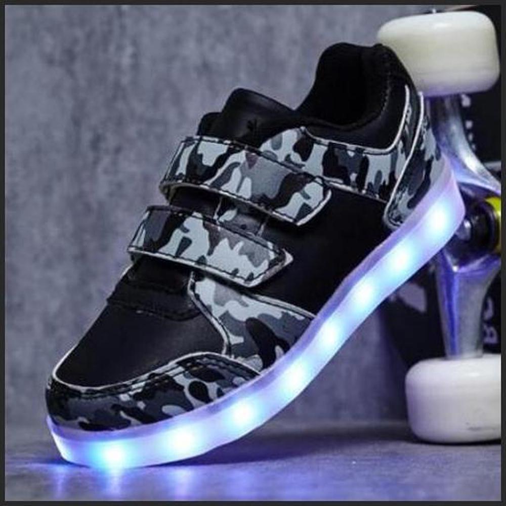 Led Light Children'S Camouflage Shoes - Black  | Kids Led Light Shoes  | Led Light Shoes For Girls & Boys | ledlegs.