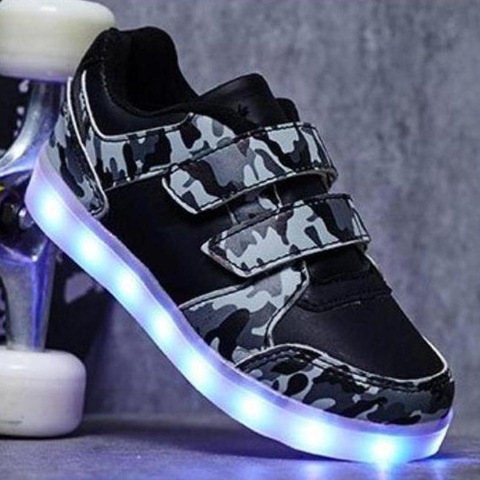 Led Light Children'S Camouflage Shoes - Black  | Kids Led Light Shoes  | Led Light Shoes For Girls & Boys | ledlegs.