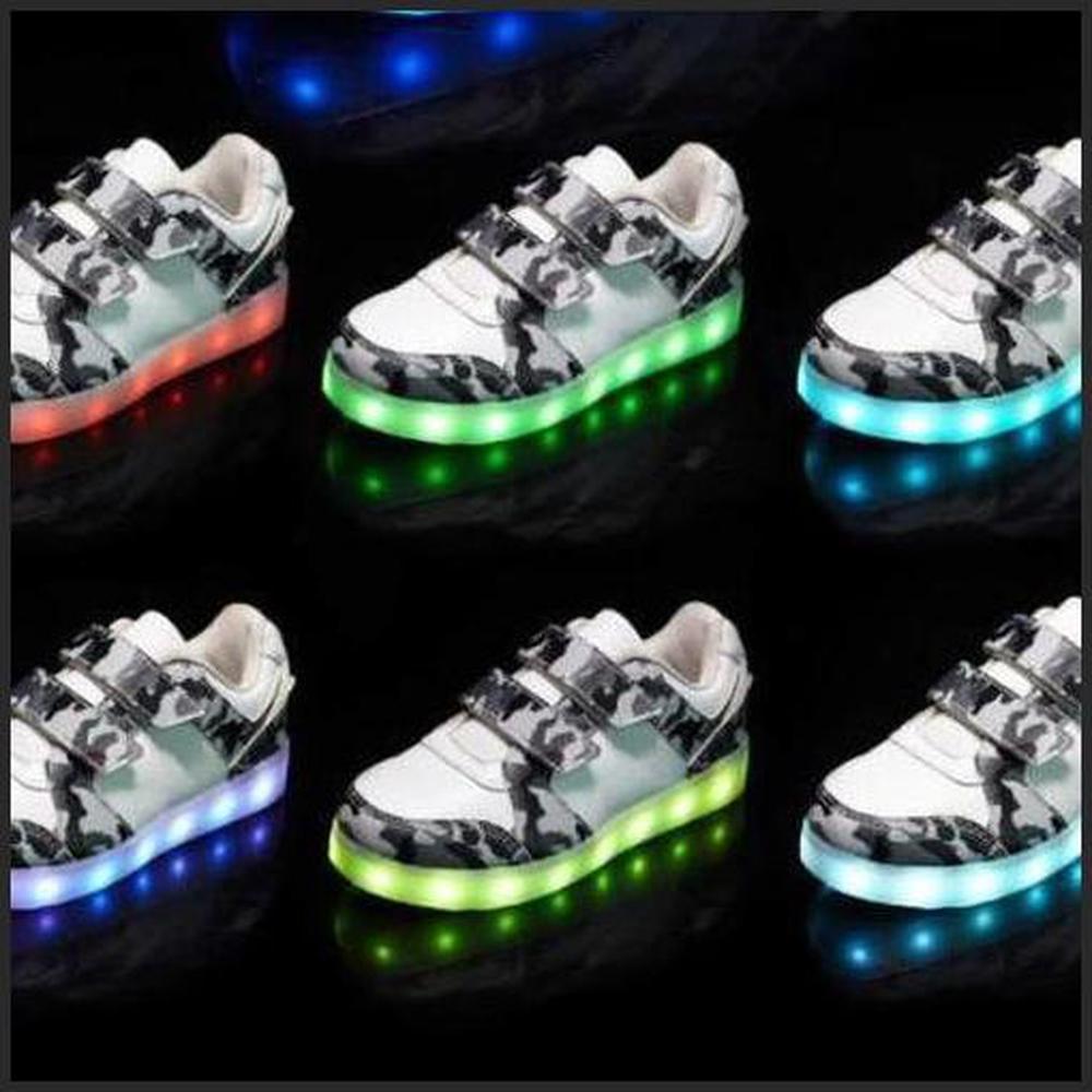 Led Light Children'S Camouflage Shoes - White  | Kids Led Light Shoes  | Led Light Shoes For Girls & Boys | ledlegs.