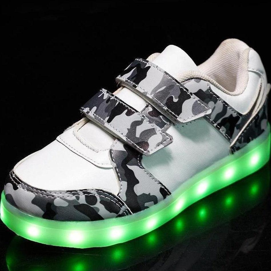 Led Light Children'S Camouflage Shoes - White  | Kids Led Light Shoes  | Led Light Shoes For Girls & Boys | ledlegs.