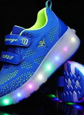 Led Roller Shoes Blue  | Kids Led Light Roller Heel Wheel Shoes  | Led Shoes For Girls & Boys