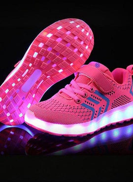 Led Shoes Casual Single Strap Pink | Kids Led Light Shoes  | Led Light Shoes For Girls & Boys