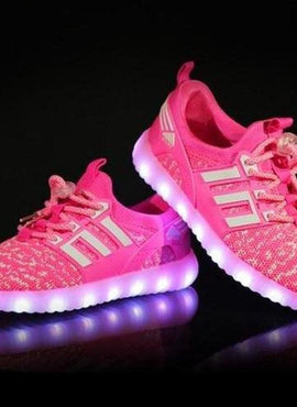 Mesh Design Light Led Shoes - Pink | Kids Led Light Shoes  | Led Light Shoes For Women