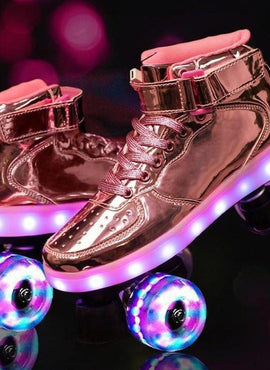 Shiny Roller Skates With Lights For Skating Arenas And Parties Pink  | Dancing Led Light Shoes  | Kids Led Light Roller Heelys Shoes  | Led Light Shoes For Women