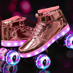 Shiny Roller Skates With Lights For Skating Arenas And Parties Pink  | Dancing Led Light Shoes  | Kids Led Light Roller Heelys Shoes  | Led Light Shoes For Women