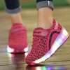 Black Blue Pink Spotted Led Shoes With Roller Wheels | Rechargeable Led Wheel Heely Shoes