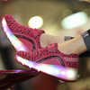 Black Blue Pink Spotted Led Shoes With Roller Wheels | Rechargeable Led Wheel Heely Shoes